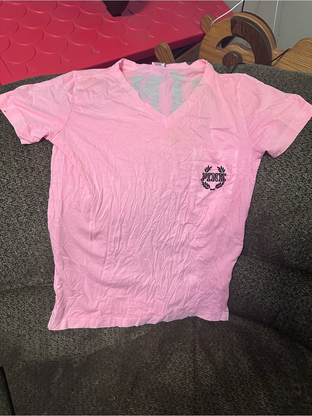 PINK Victoria's Secret Light Pink V-Neck Pocket Tee